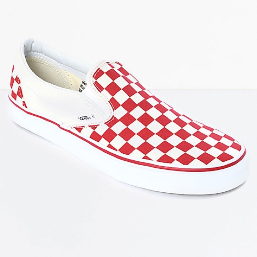 Red & White checkered vans slip ons